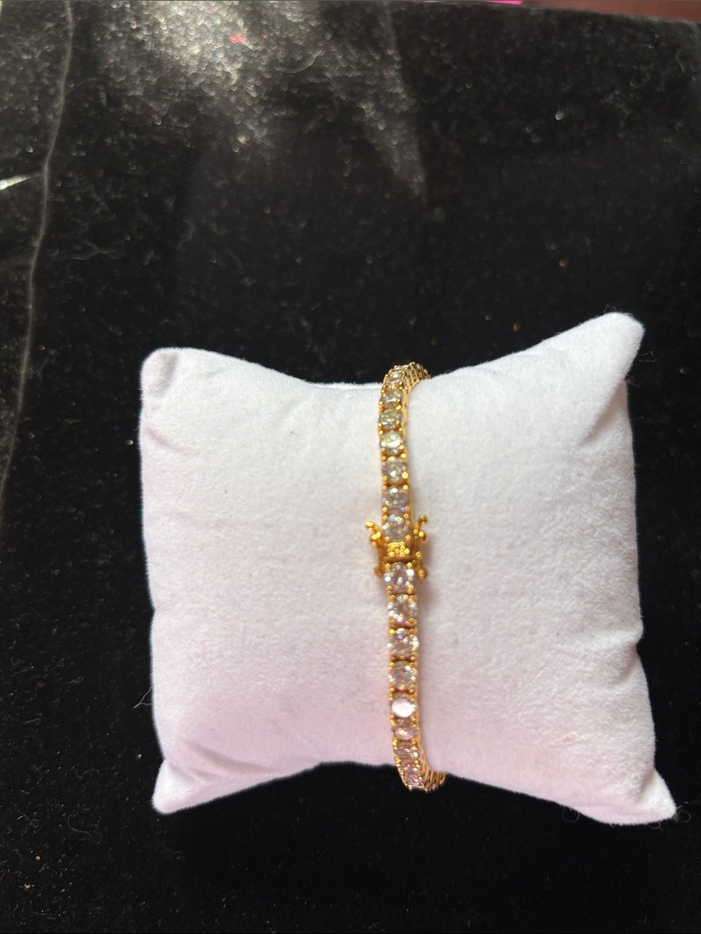 Gold Crystal Tennis Bracelet for Women
